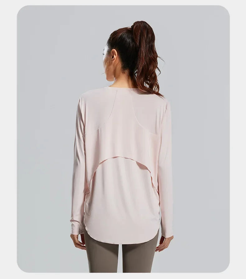 STOUREG Yoga Cover Up, atmungsaktive Sportbekleidung, lockeres Fitness-Shirt, Sport-Tops in großen Größen, kühlendes Sommer-T-Shirt