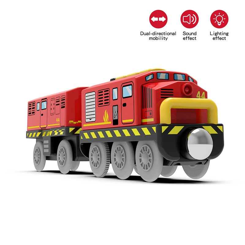 Eisenbahn-Holzzug-Spielzeug Magnet-Set Elektroauto Lokomotive Diecast Slot Passt für alle Holzmarken Biro Eisenbahnschienen für Kinder