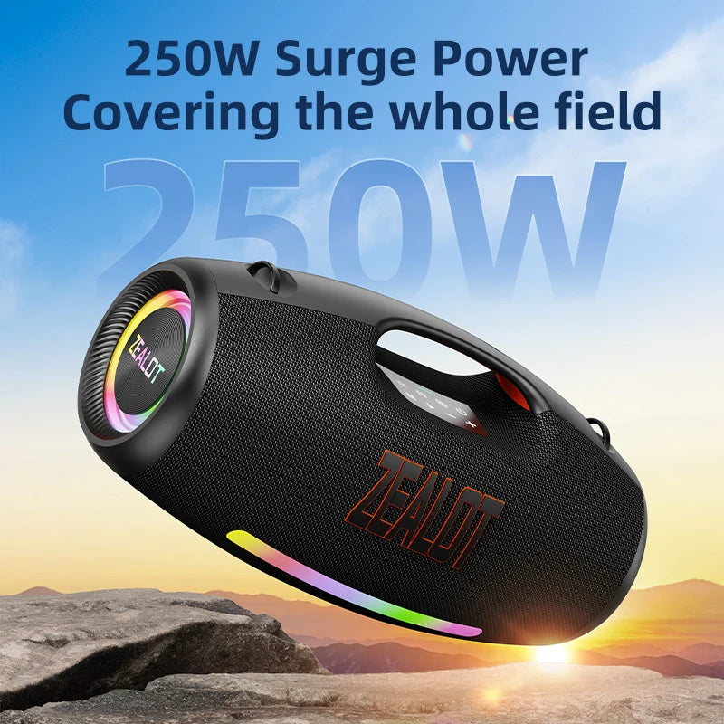ZEALOT-S89 250W Wasserdichter tragbarer Bluetooth-Lautsprecher, kabelloser Outdoor-Boombox-SubwooferDreifach passive Radiatoren-Tiefer Bass Zweitbild