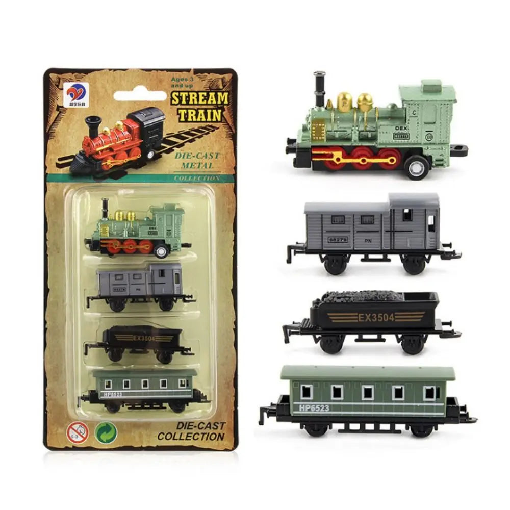 Auto Fahrzeuge Retro Dampfzug Rückziehmodell Diecast 1:60 Legierung Spielzeugzug Kinder Spielzeug Set für Jungen Geschenke Kindergeburtstag