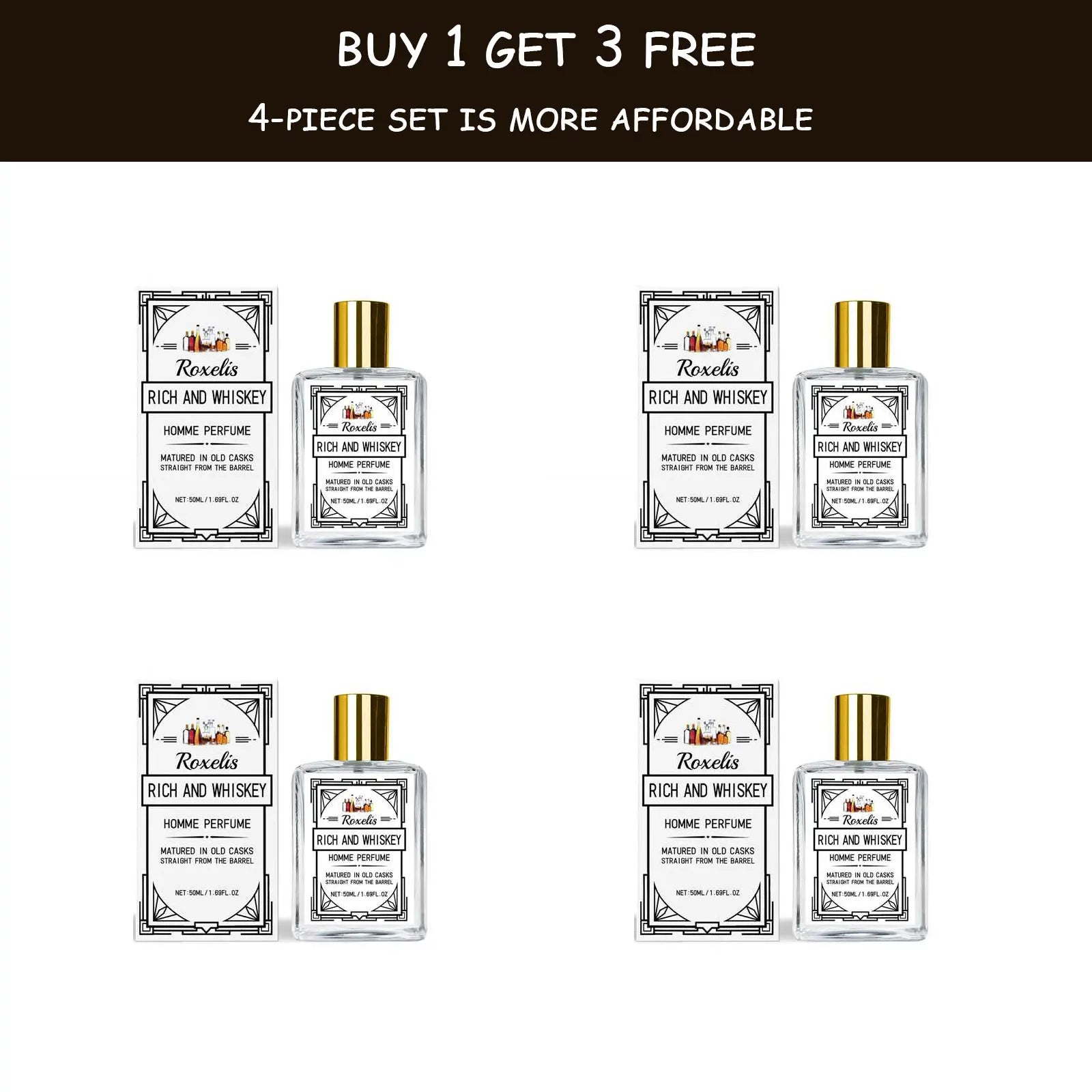 ROXELIS 50ml Rich And Whiskey Homme Parfum Lang Anhaltender Duft, Stärkt den persönlichen Charme, Zeigt selbstbewusst Stil und Eleganz