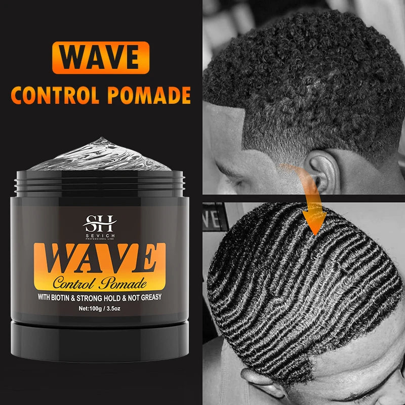 Deep Wave Control Pomade 360 Biotin Sport Starker Halt Wellen Haargel mit Bürste Wellenhaaröl Shampoo Spülung Stylingpflege
