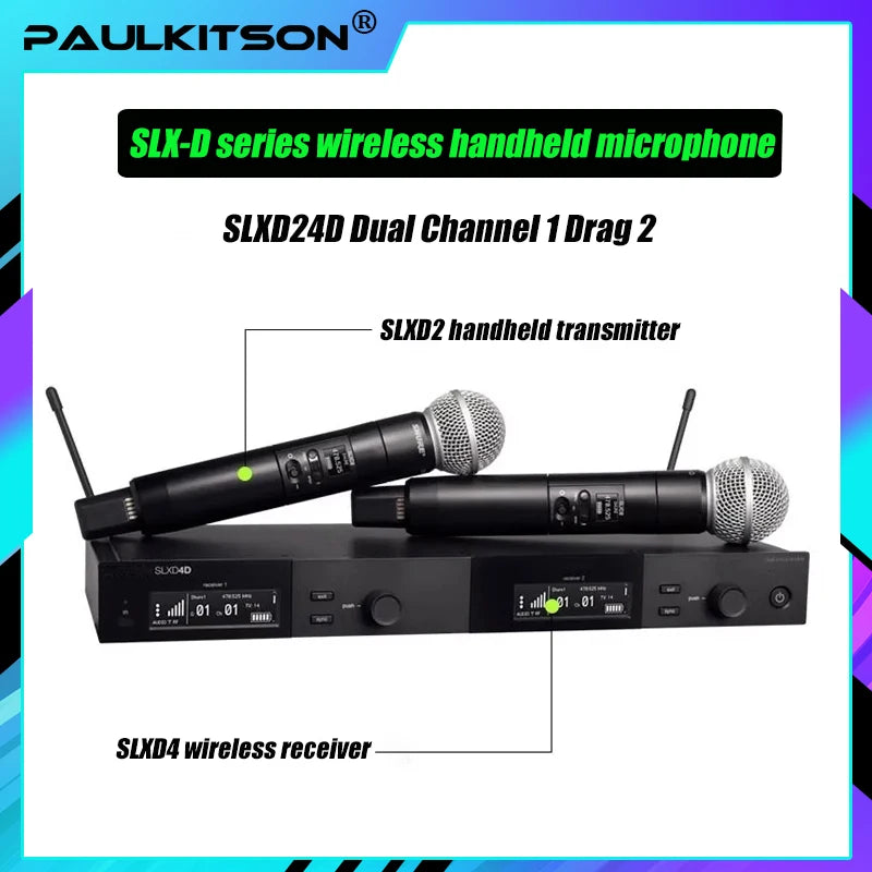SLXD Mikrofon 500/600/800MHz Drahtloses Mikrofonsystem 4-Pin Headset KSM8/Beta58 Professionelles Audio-Equipment für Bühne Karaoke