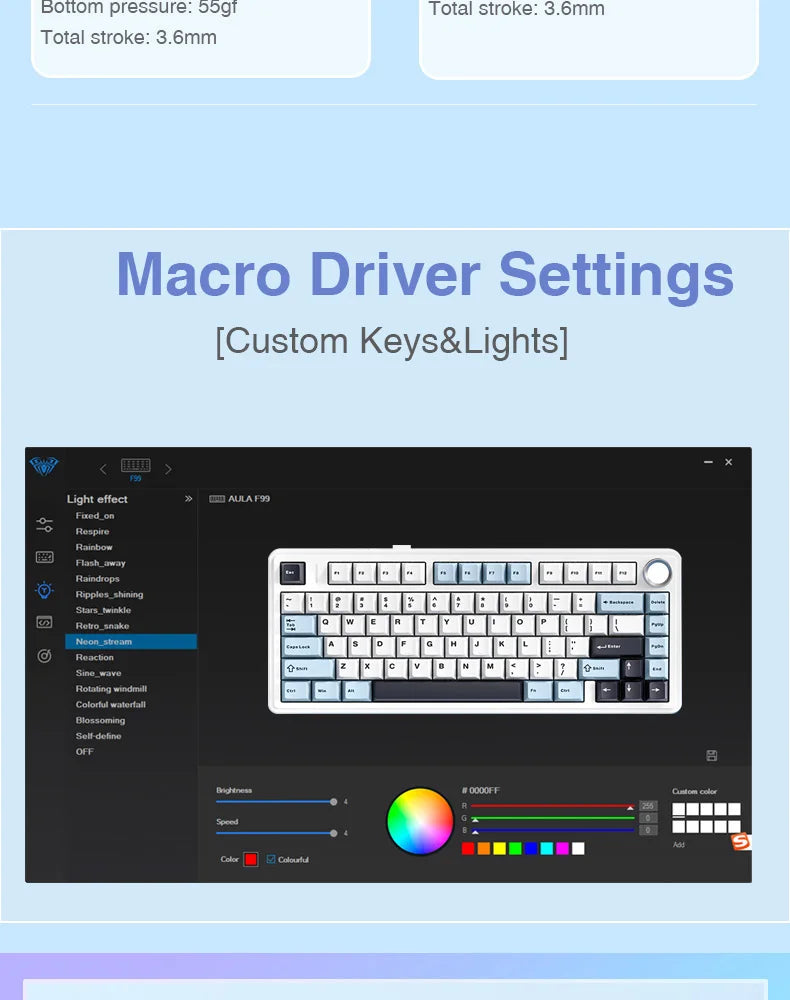 AULA F75 2.4G Kabellos/Bluetooth/Kabelgebunden Gaming Mechanische Tastatur RGB Angepasstes 75% Layout OEM Profil Gasket Struktur