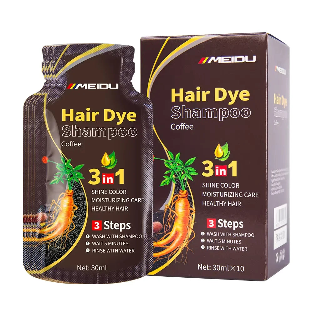 30ml/500ml 3-in-1 Schnell-Haarfärbeshampoo Naturschwarz Kräuter-Haarfarbe Feuchtigkeitsspendend Milde Haarfärbe-Pflegespülung Haarpflegeprodukte