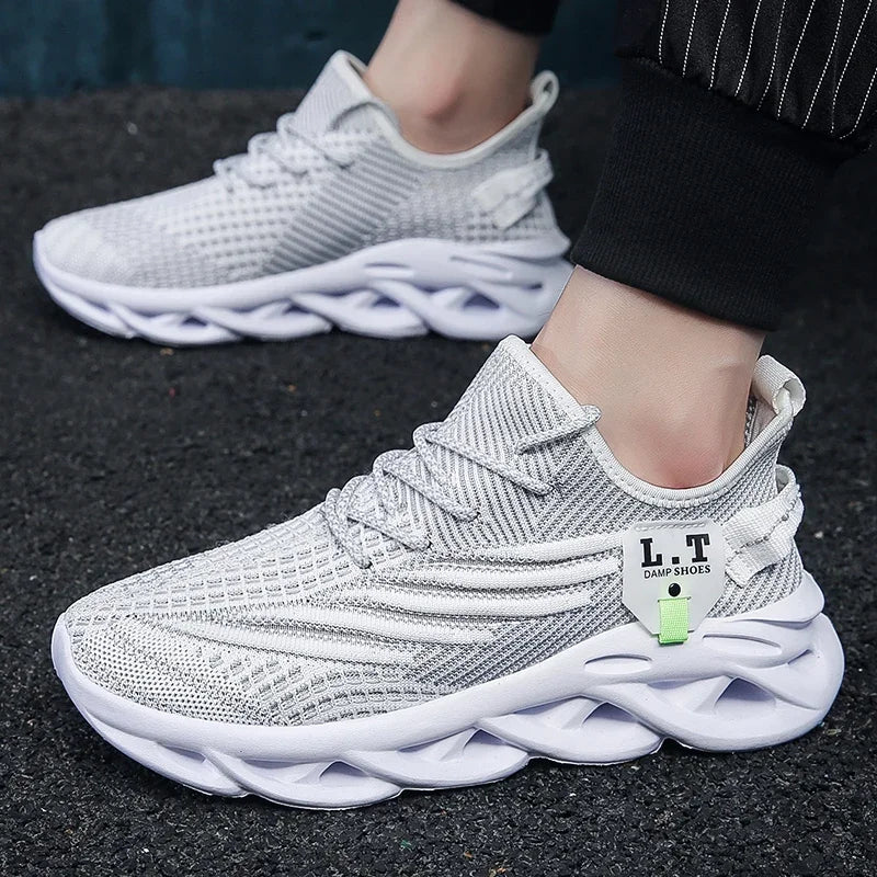 YRZL Herren Sportschuhe Laufen Schwarz Jogging Freizeit Sneaker Outdoor Atmungsaktives Mesh Damen Leichte Stoßdämpfung Schwarz Tennis