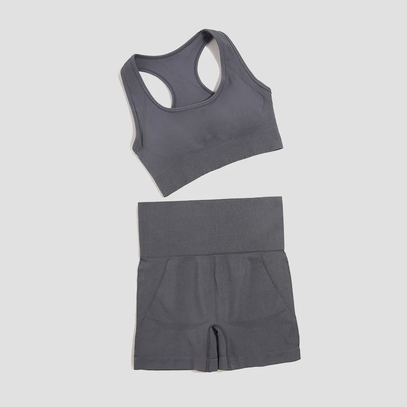 WAREBALL 2/3/4-teiliges Nahtloses Yoga-Set Sportkleidung Yoga-Anzüge für Frauen Fitness-Set Trainingsanzüge Sport-BH Gym Leggings