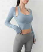 Cloud Rise Damen Yoga-Shirts Sport-Trainings-T-Shirt Sexy Mädchen Langarm-Bluse Fitnessstudio Fitness Crop Top Herbst Winter Sportbekleidung