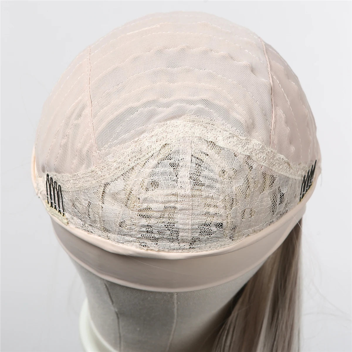 ALAN EATON Lange blonde synthetische Stirnbandperücke Ombre Blond glattes Haar Perücken natürlich aussehend Hitzebeständige Faser für den täglichen Gebrauch