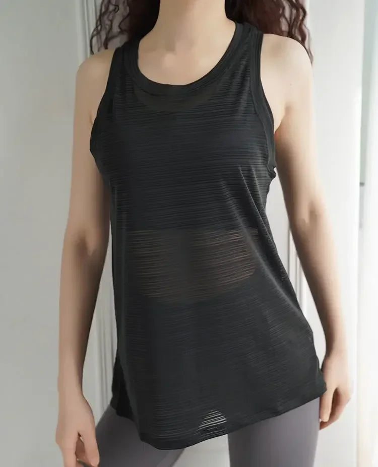 Sexy Sleeveless Backless Sports T-Shirt Women's Gym Tank Top Loose Sportswear Breathable Workout Tank Top Fitness Yoga Dance