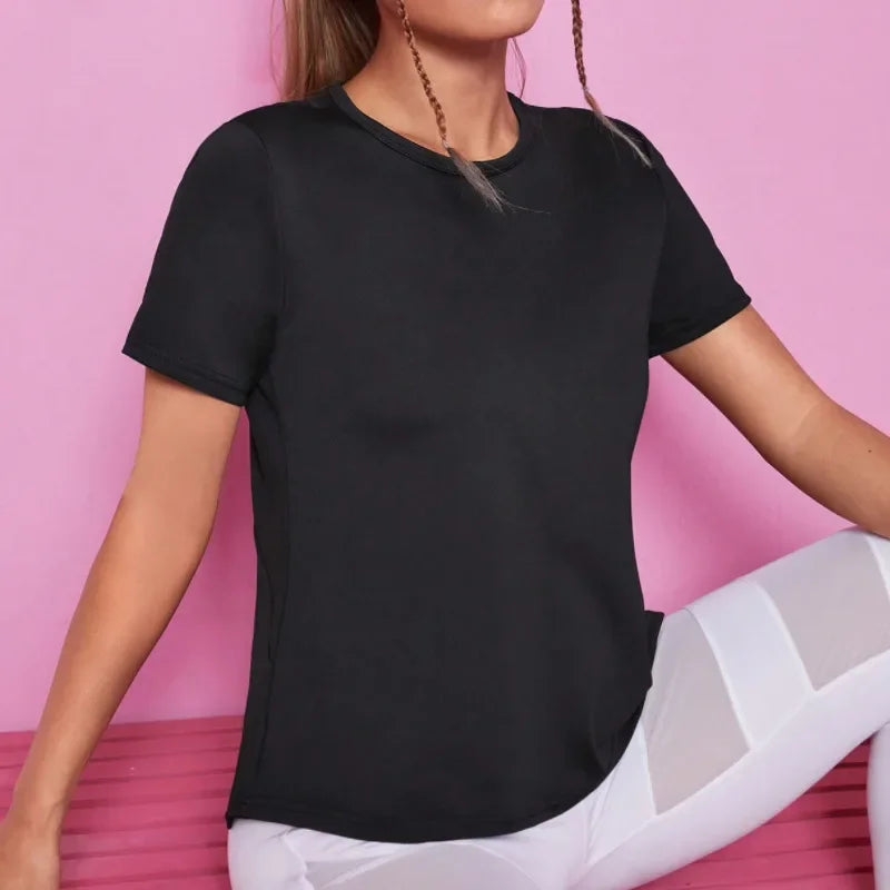 Damen Nahtloses Yoga T-Shirt Weibliches Fitness Crop Top Workout Gym Training Shirts Sportliche Kurzarm Yoga T-Shirts Sportbekleidung Zweitbild