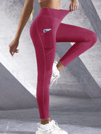 New High Waist Women's Leggings Stretch Yoga Pants Tights With Pockets Push Up Fitness Running Sportswear Solid Color Pants