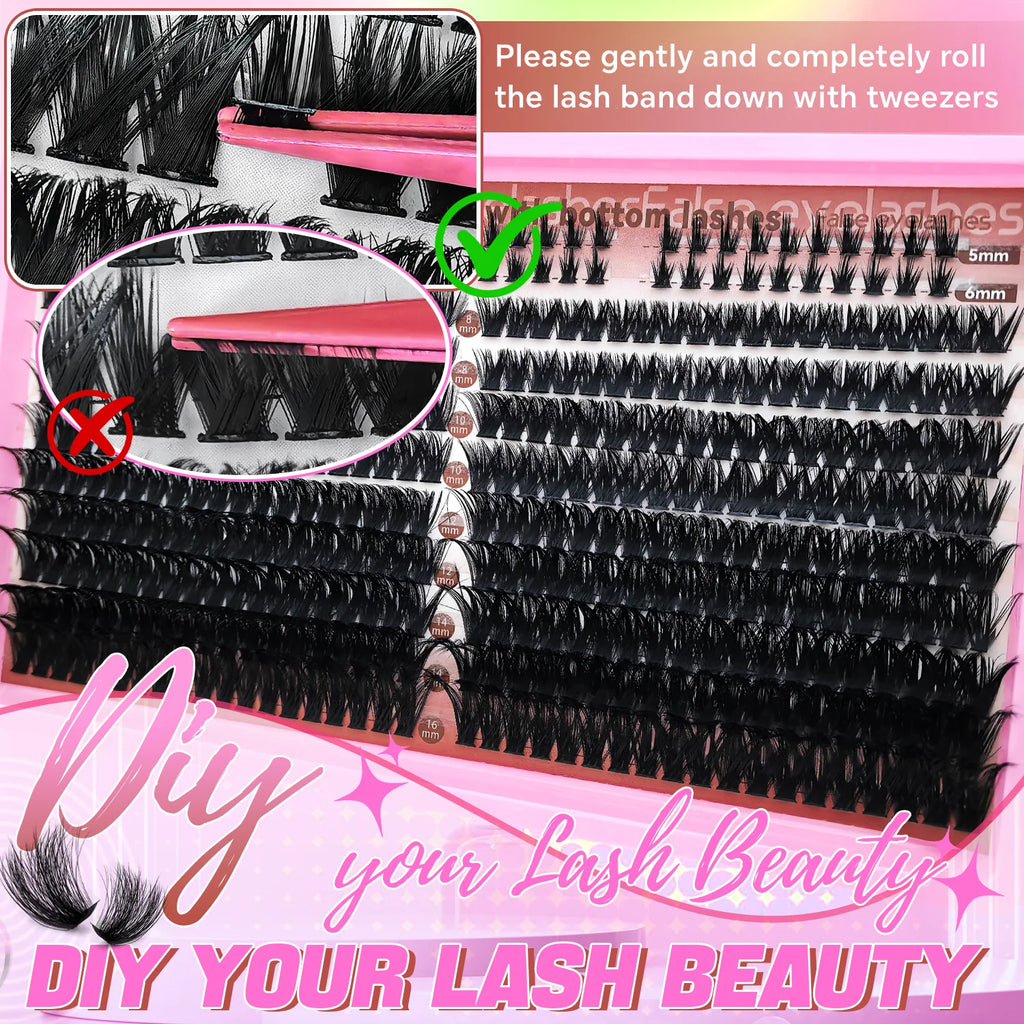 60/402PCS 100D Wimpernset mit unteren Wimpern, dick und angenehm zu tragen für den Alltag, Party, Hochzeit, Abend-Make-up, Wimpernverlängerungen