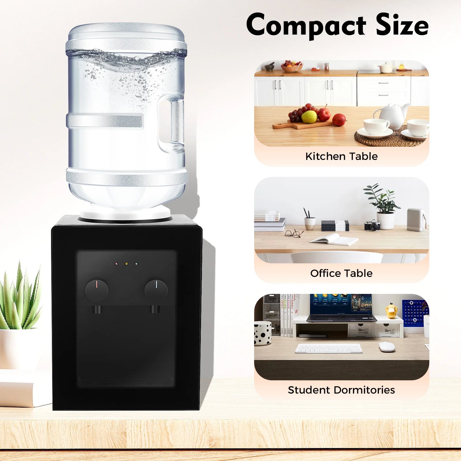 Kompakter elektrischer Wasserkühler, schnelles Erhitzen, heiß/kalt, Desktop-Spender mit abnehmbarem Becken für den Einsatz im Home Office und Schlafzimmer