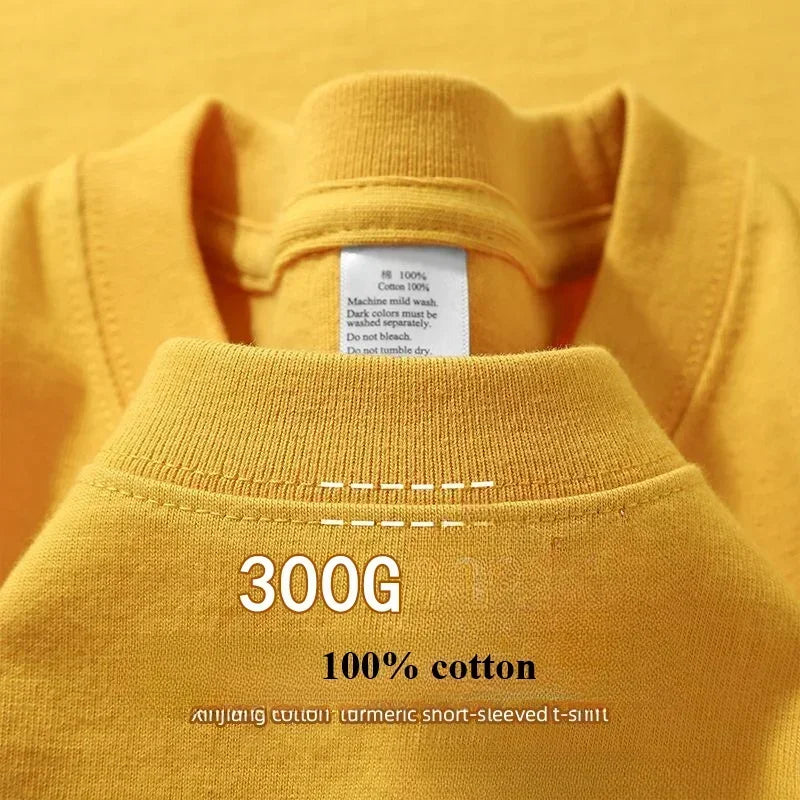 Sommer Baumwolle Strapazierfähiges 300-Gramm-T-Shirt aus amerikanischer Reinbaumwolle für Herren mit kurzen Ärmeln, lässiges Basic-Oberteil, Oversized T-Shirt