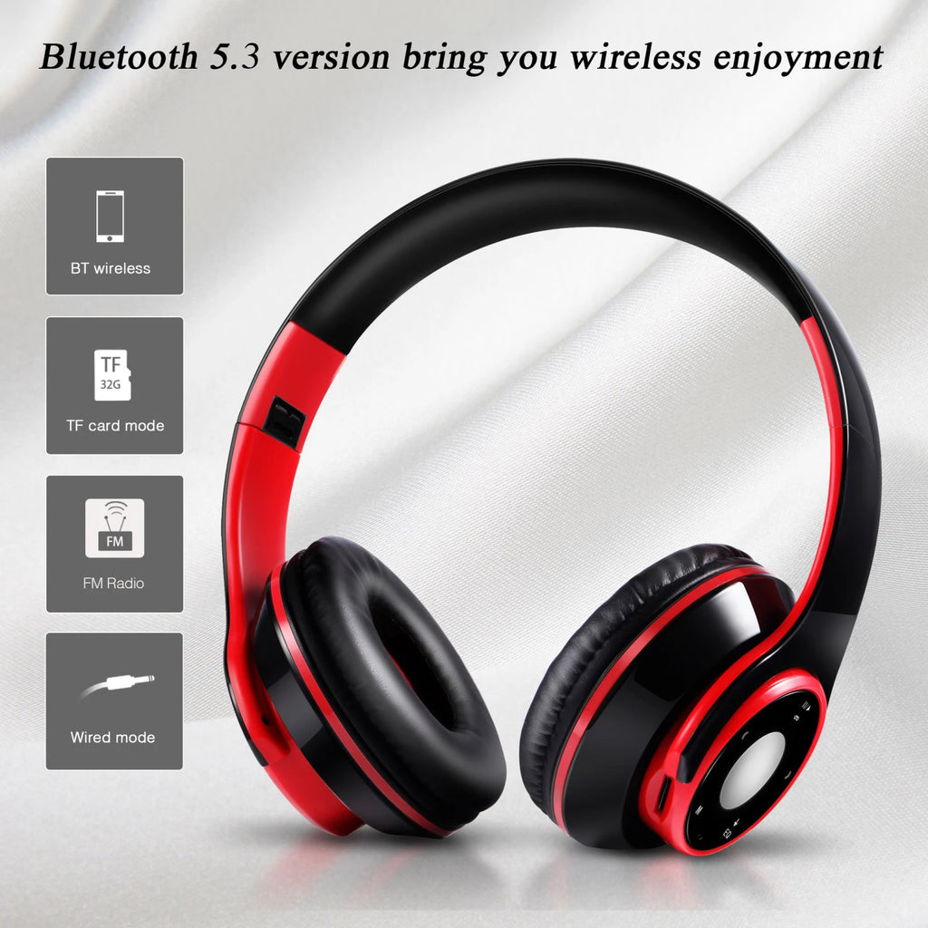 Bunter Stereo-Audio-MP3-Bluetooth-Kopfhörer, kabellos, mit SD-Kartenunterstützung und Mikrofon, 20 Stunden Wiedergabe
