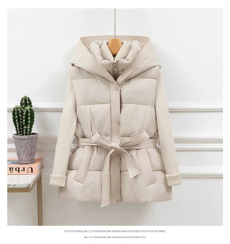 Damen gesteppte Pufferweste, dick, warm, Winter, Kapuzenmantel, einfarbig, ärmellose, gepolsterte Oberbekleidung, kurzer Mantel mit Knopfleiste und Reißverschluss