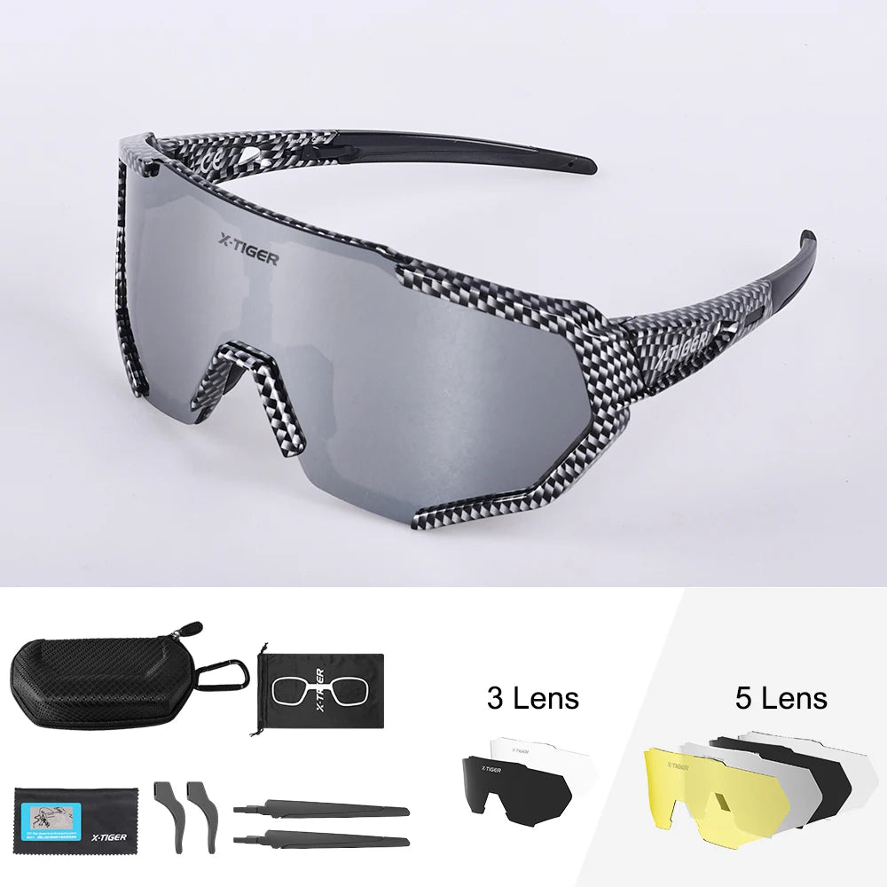X-TIGER Radsportbrille Polarisierte Brille Fahrradbrille Sport Herren Photochrome Sonnenbrille MTB Rennrad Brille 3/5 Gläser