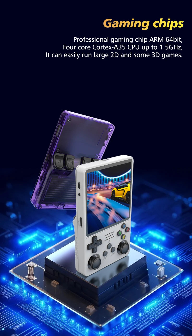 Tragbare Spielkonsole R36S Plus, 64-Bit Linux-System, 4,0 Zoll IPS-Bildschirm, Handheld-Taschen-Videospieler mit RK3326 Chip