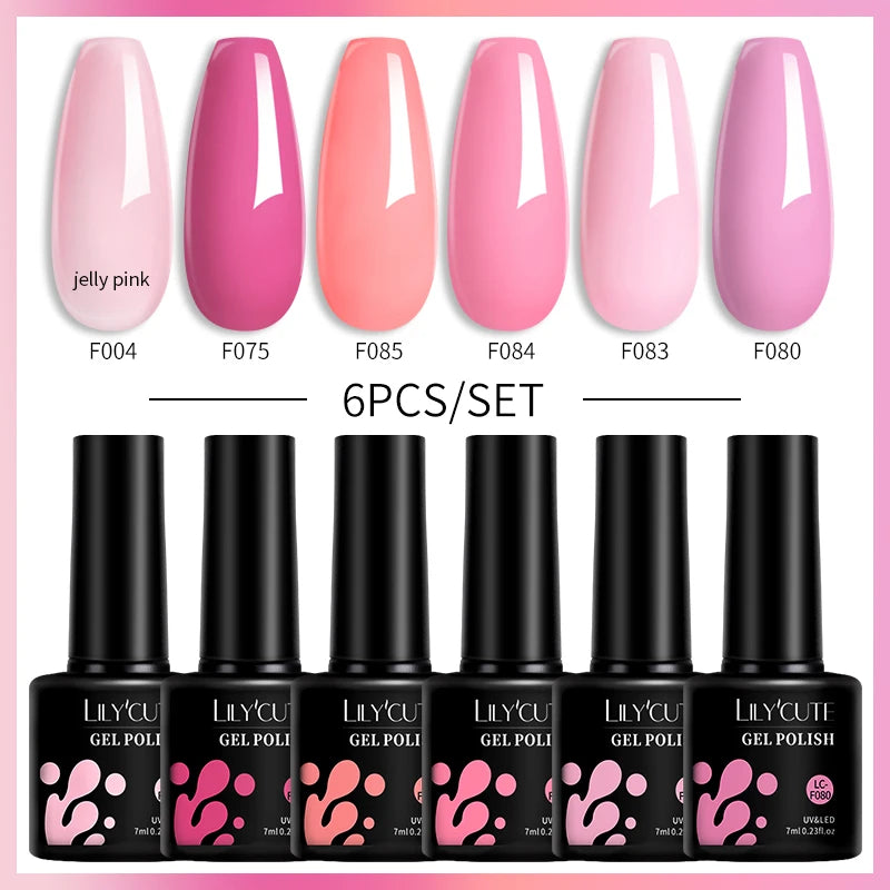 LILYCUTE 7ML 6PCS Neon Gel Nagellack Set fluoreszierend Farbwechsel Semi Permanent Soak Off Maniküre-Kit Nail Art Gel