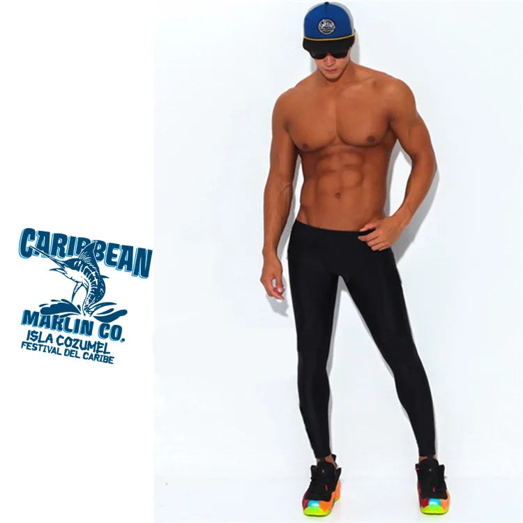 Herren schnell trocknende Sonnencreme rein schwarzer Buchstabe Tauchen und Surfen wasserdichte Damen Caprihose Nylon Hot Spring Badehose