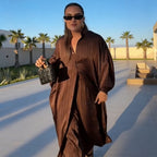 Beiges zweiteiliges Set für Damen, Oversized-Hemd mit Knopfleiste und High-Waist-Hose mit weitem Bein, Y2k Sommer-Urlaubs-Kaftan-Outfit
