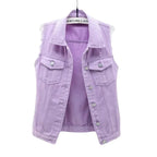 Mode Jeansweste Damen Cropped Frühling Sommer Ärmellose Tops Kurze Jacken Weste Top Oberbekleidung Jeans Cowboy Female