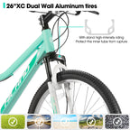 Hiland 26 Zoll Damen Mountainbike, 18-Gang mit Federgabel, doppelten mechanischen Scheibenbremsen, Aluminiumrahmen MTB