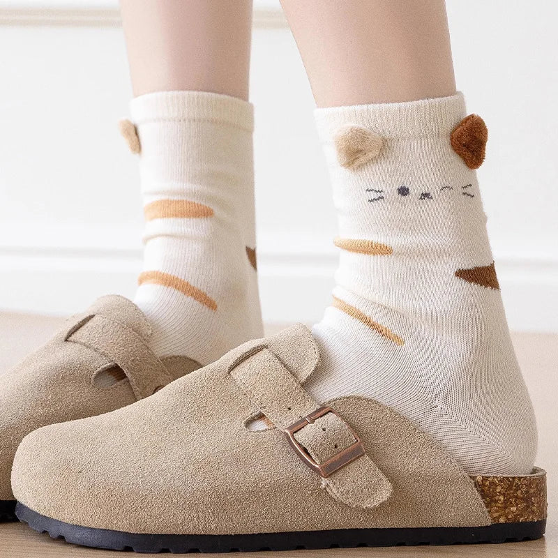 Mode Süß Niedlich 3D Tierohren Schwein Strumpfwaren Winter Warme Cartoon-Socken für Kinder Harajuku Baumwolle Weiche Hausschuhsocke