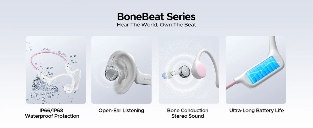 DOOGEE BoneBeat Run Knochenschall-Kopfhörer, kabellose Open-Ear-Sportkopfhörer, 10 Stunden Akkulaufzeit zum Laufen, Radfahren