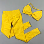 UETEEY Set für Damen, Trägerloser Yoga-BH, Sport-Top, Workout-Leggings-Set, Nahtloses Fitnessstudio-Set, Fitnesskleidung, Outfit, Activewear