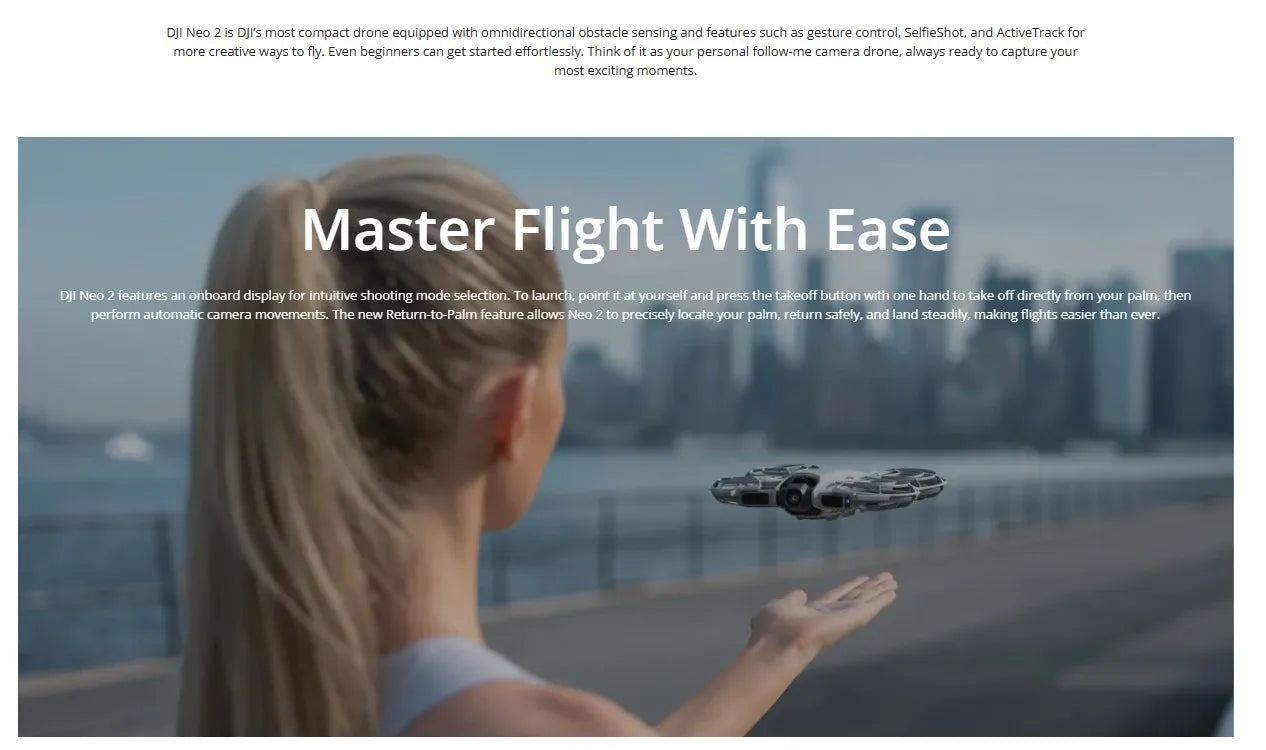 Globale Version DJI Neo 2 Kameradrohnen 4K Hochwertige Bildgebung 1/2-Zoll CMOS-Sensor 4K/60fps Video Und 4K/100fps Zeitlupe Einfach für Anfänger