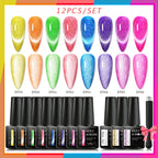10/12PCS/SET Katze Magnetisches Gel Nagellack Set 9D Reflektierendes Glitzer Gel Halbpermanentes UV Gel Soak Off Funkelndes Nagelkunst Kits
