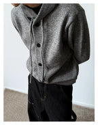 Neue lässige Luxus Strickjacke mit Kapuze für Herren Koreanische Mode Lockerer Cardigan mit Knopfleiste Y2K Vintage Streetwear Strickwaren Mantel
