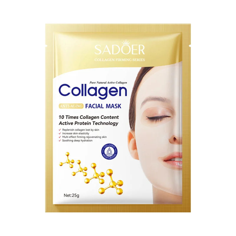 10 Stk. Kollagen Anti-Falten Gesichtsmaske Anti-Aging Mildert feine Linien Strafft die Haut Feuchtigkeitsspendend Aufhellend Hautpflege Koreanische Kosmetik