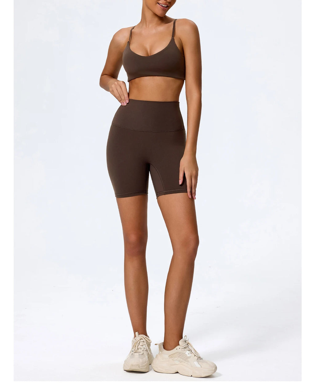 Hearuisavy Sommer Superweiches 2-teiliges Damen-Sportshorts-Set atmungsaktives Fitness-Yoga-BH Freizeit-Push-Up-Workout-Crop-Top