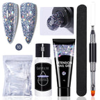 LILYCUTE 15ml Verlängerungsgel-Nagellack-Set Quick Nail Prolong mit Verlängerungsform-Nagelspitzen Acryl-Lösung Maniküre-Werkzeug-Kit