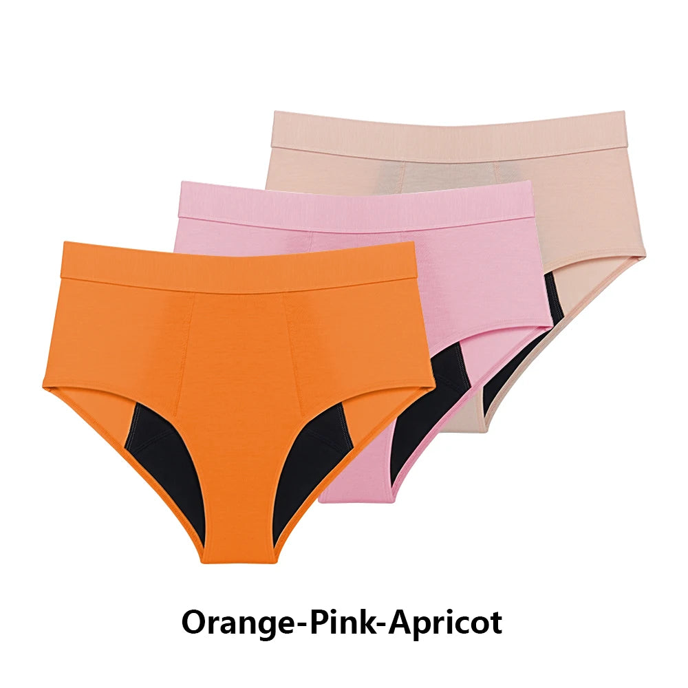 3 Stk./Set Menstruationshöschen Damen sehr starke Blutung Menstruationsunterwäsche High Waist Auslaufsicher Period Panties für Mädchen Set