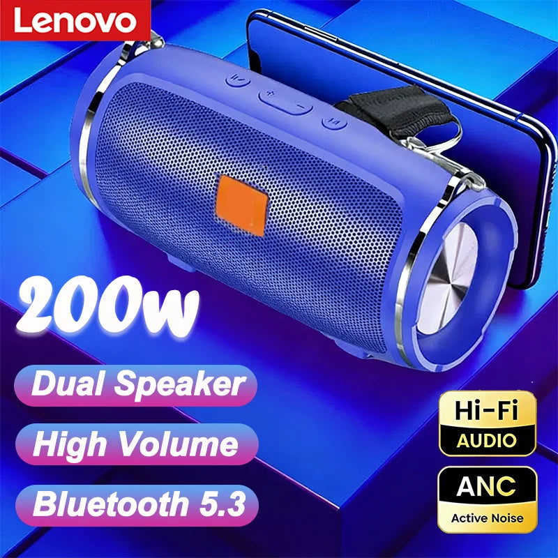 Lenovo TF USB Bluetooth Funklautsprecher Tragbarer Stereo-Doppellautsprecher für den Außenbereich mit FM-Stimme und Subwoofer