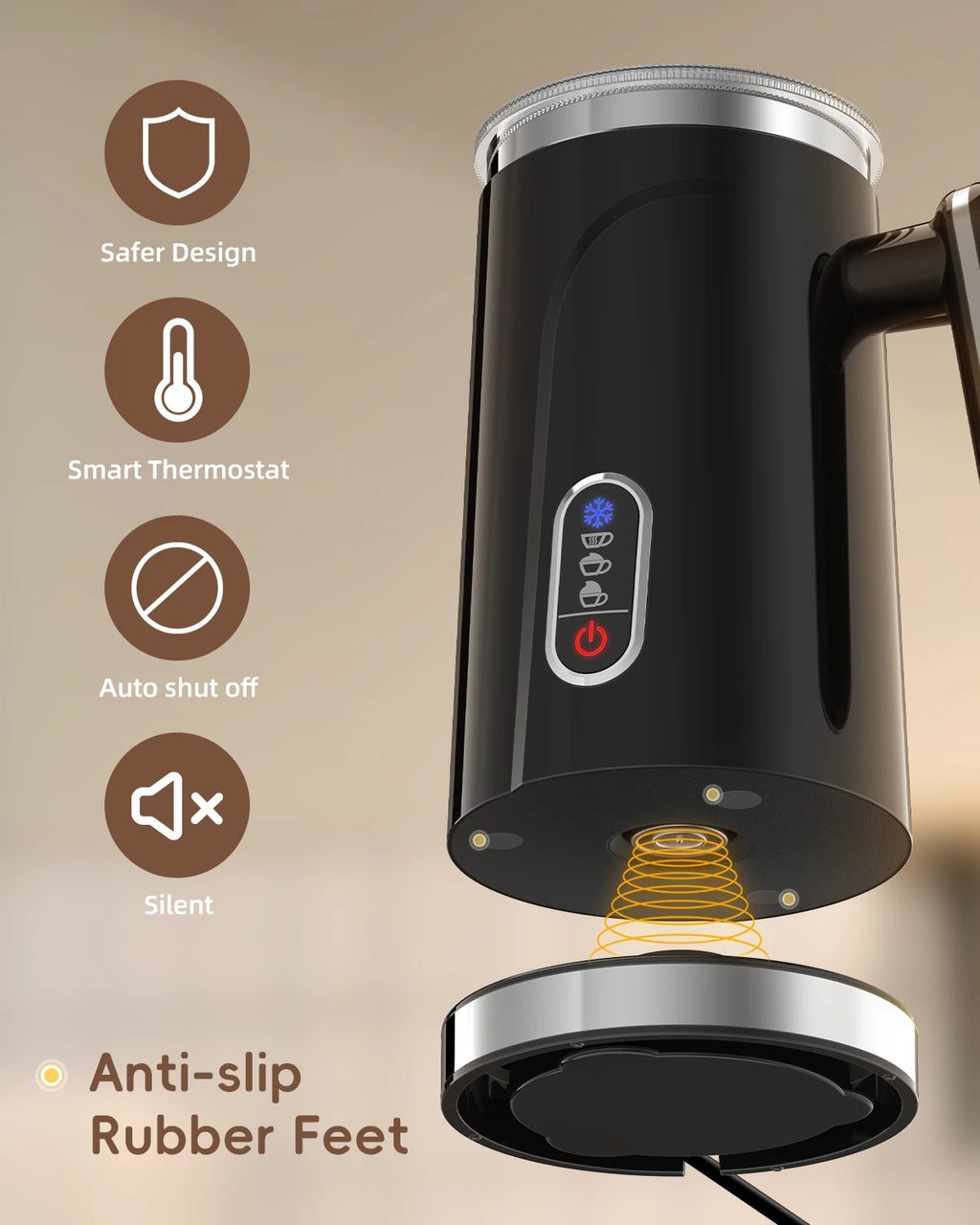 BioloMix 5-in-1 smarter Milchaufschäumer mit LED-Touch-Display, stilvoller Schaum für Kaffee & Lattes, Heiß- und Kaltschaumbereiter