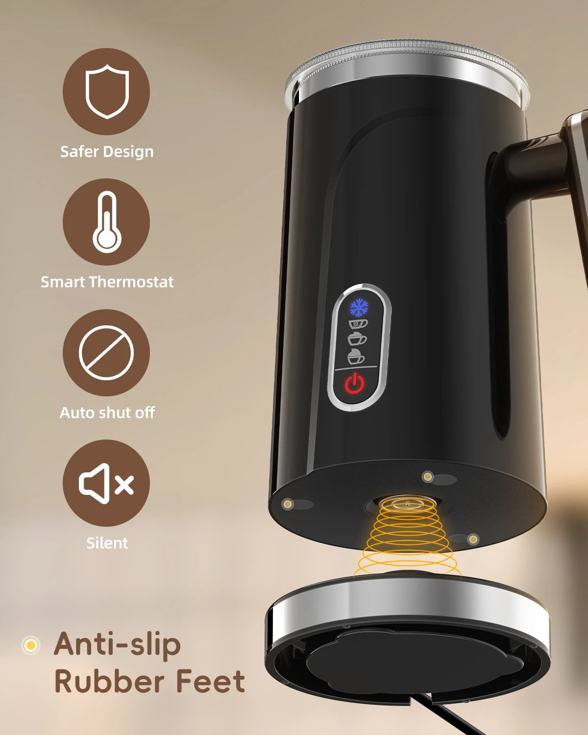 BioloMix 5-in-1 smarter Milchaufschäumer mit LED-Touch-Display, stilvoller Schaum für Kaffee & Lattes, Heiß- und Kaltschaumbereiter