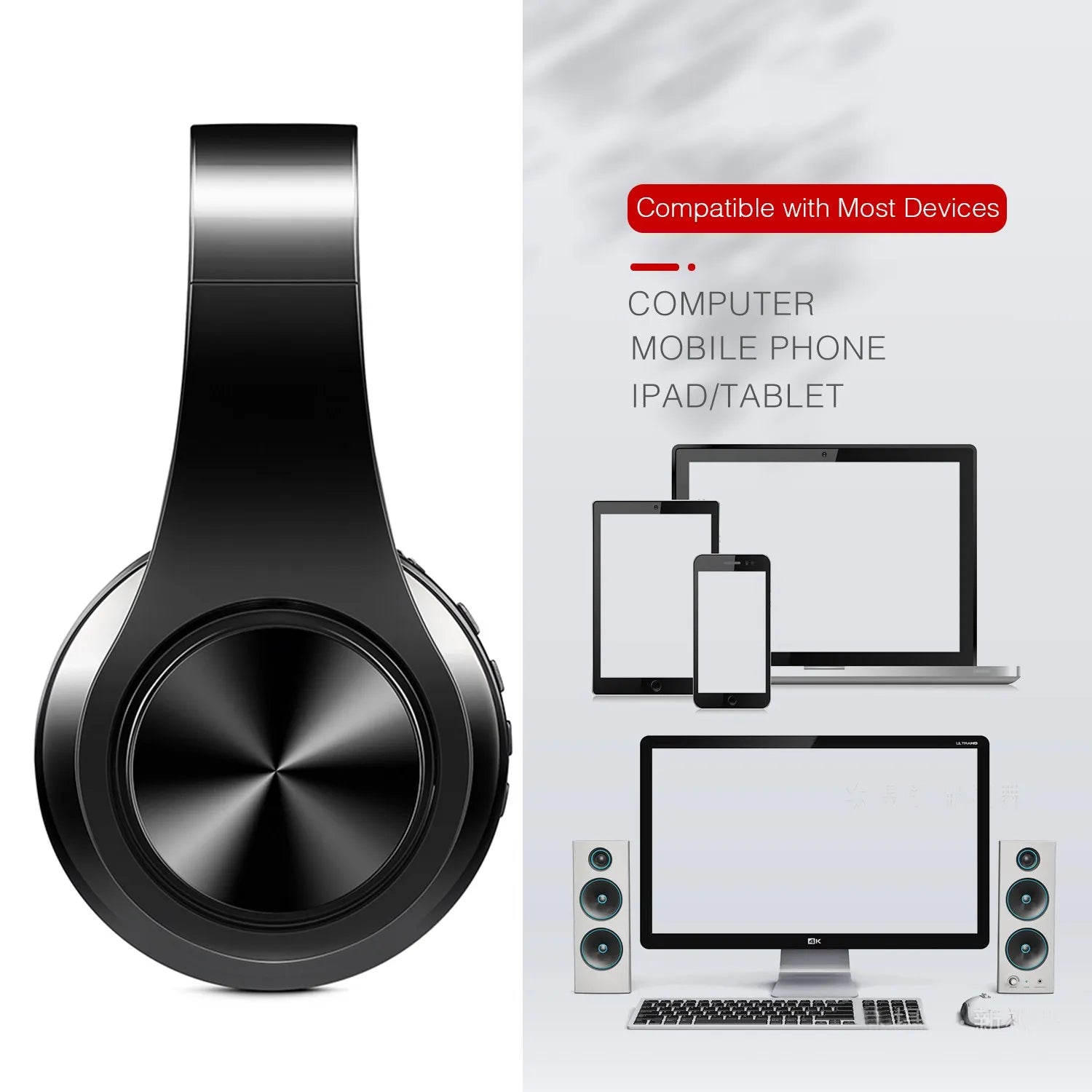 HIFI Stereo Kopfhörer Bluetooth Headset Musikkopfhörer FM und Unterstützung SD-Karte mit Mikrofon für Mobile Xiaomi Iphone Samsung Tablet