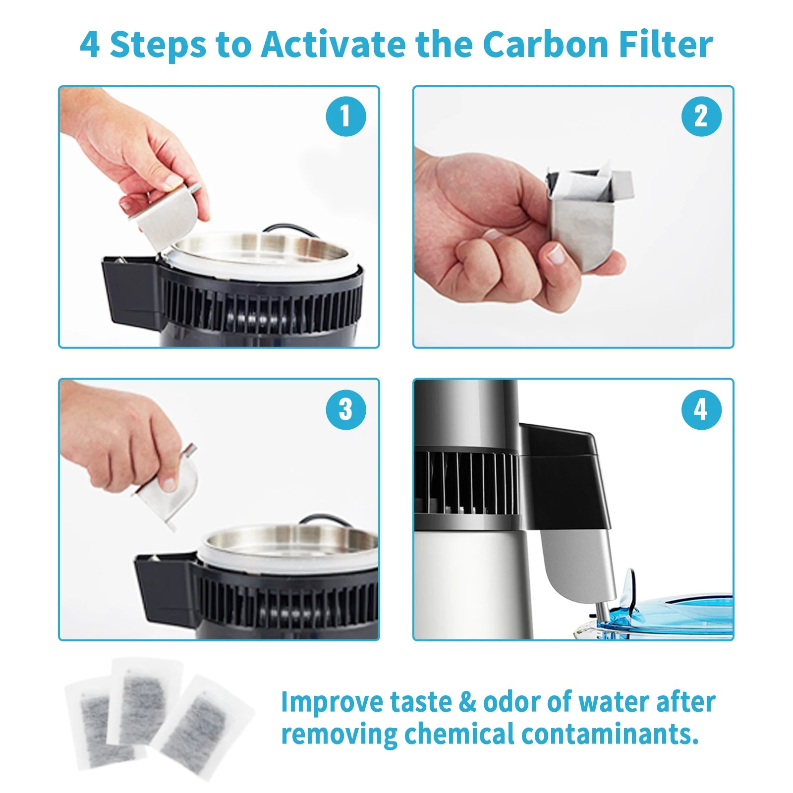 SucceBuy 4L Wasserdestilliergerät Reiniger Filter 1 L/H Destillationsgeschwindigkeit Spender Trinkflasche Enthärter Touchscreen Für Zuhause Zweitbild