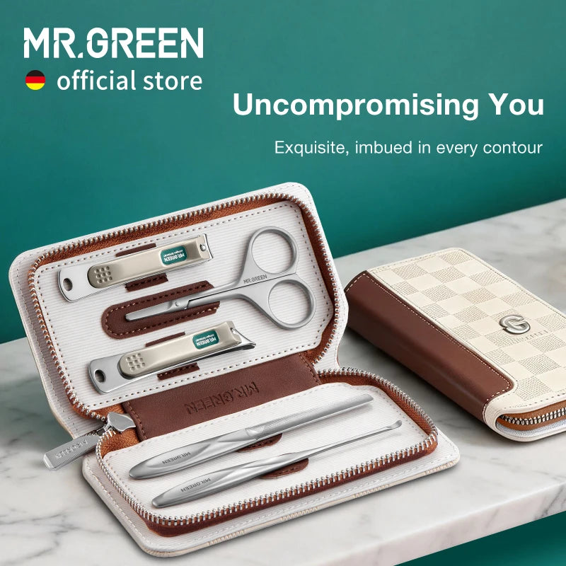 MR.GREEN Premium Maniküre-Set: Profi-Edelstahlwerkzeuge mit klaren Linien & reisefertigem Design, tragbare Tasche