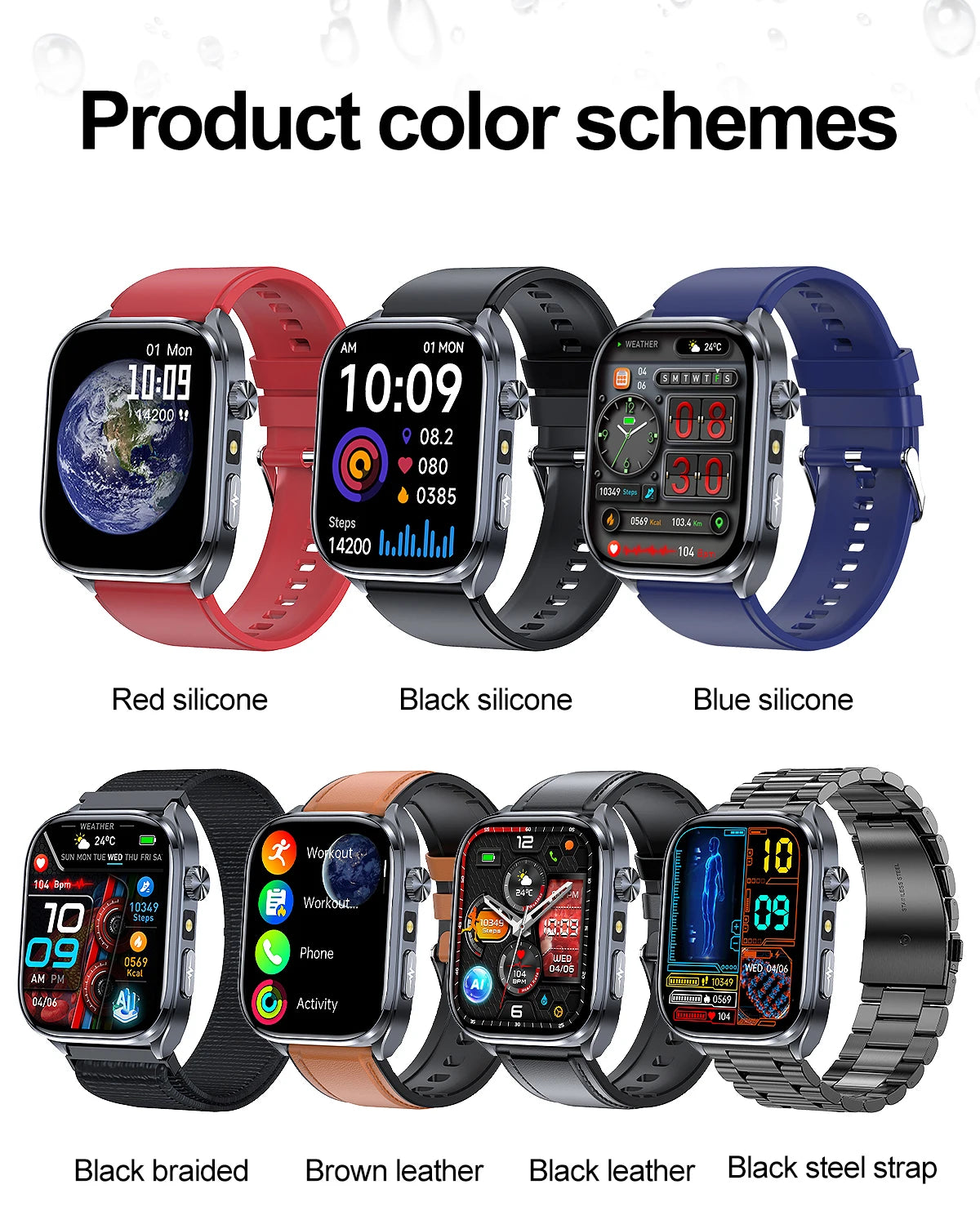 Neue Gesundheitsuhr Harnsäure Blutdruck Blutsauerstoff Körperanalyse Körperfett Smartwatch EKG+PPG Bluetooth Anruf Uhr Frauen Männer