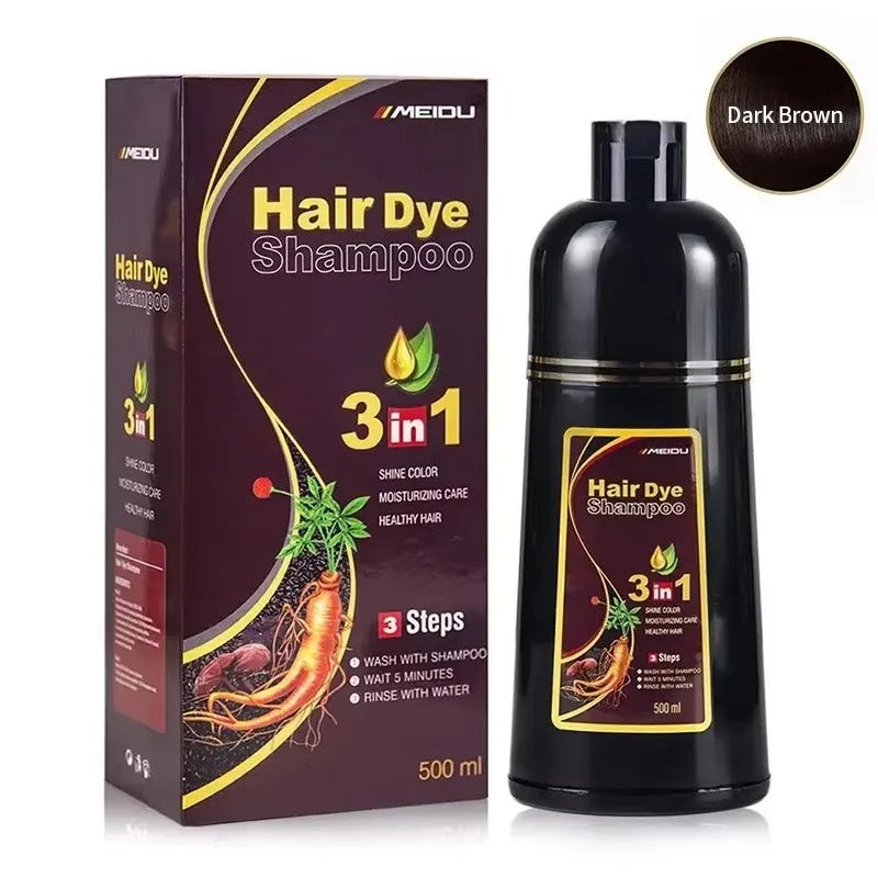 30ml/500ml 3-in-1 Schnell-Haarfärbeshampoo Naturschwarz Kräuter-Haarfarbe Feuchtigkeitsspendend Milde Haarfärbe-Pflegespülung Haarpflegeprodukte