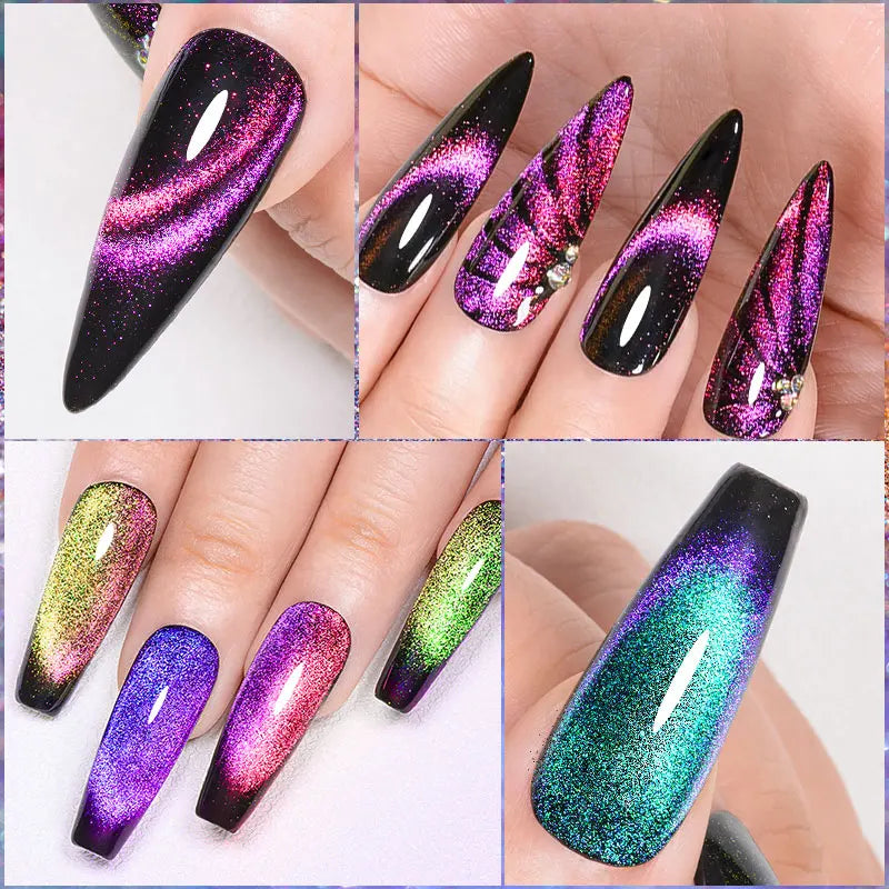 10/12PCS/SET Katze Magnetisches Gel Nagellack Set 9D Reflektierendes Glitzer Gel Halbpermanentes UV Gel Soak Off Funkelndes Nagelkunst Kits