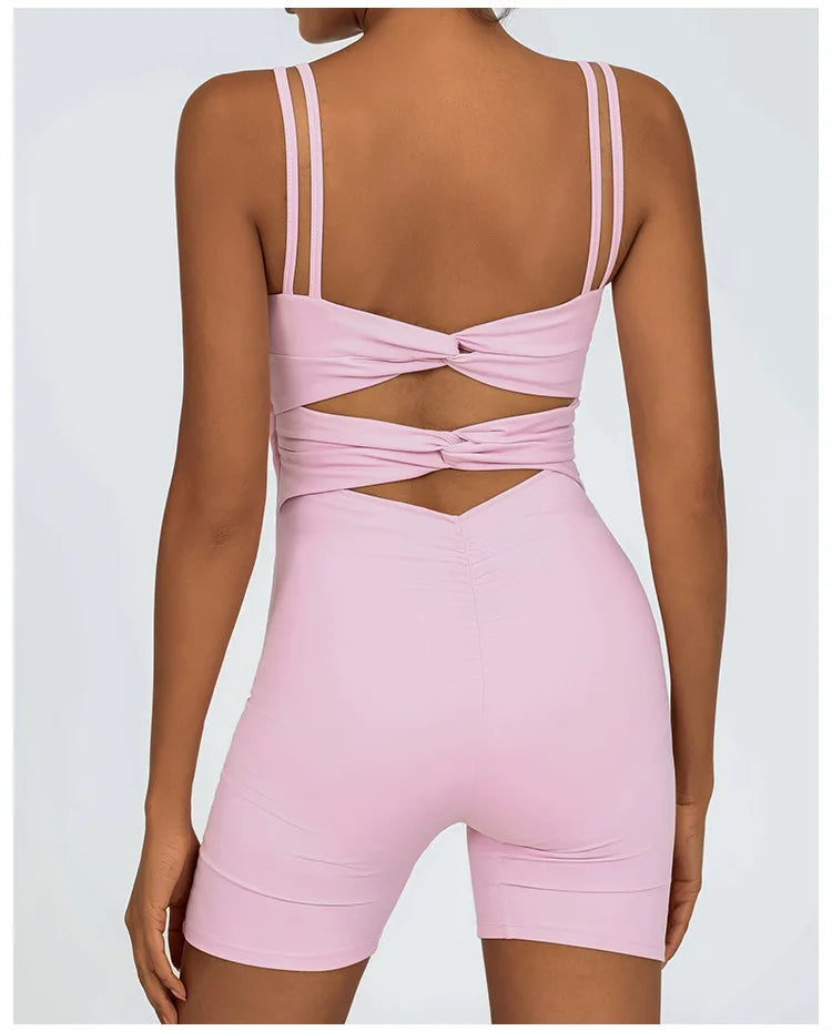 Greenora Damen Workout Strampler Sexy Rückenfrei Yoga Overall Eng Anliegend Body Fitness Activewear Ärmellose Sportbekleidung Einteiler