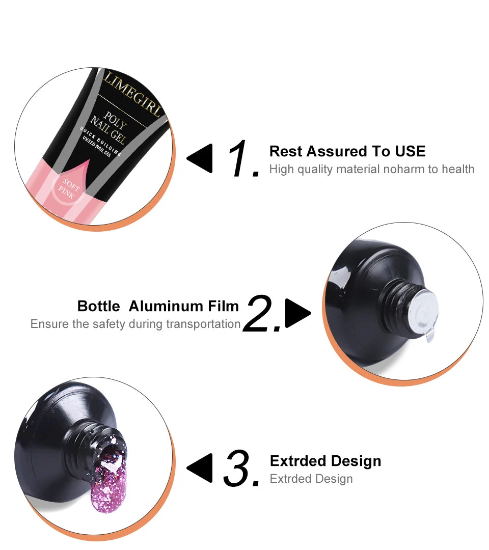limegirl 15ml Verlängerungs-Nagelgel-Set 6W LED Lampe Komplettes Maniküre-Set Fingerverlängerungsform Nagel-Kit Alles für schnelles Verlängerungs-Werkzeugset