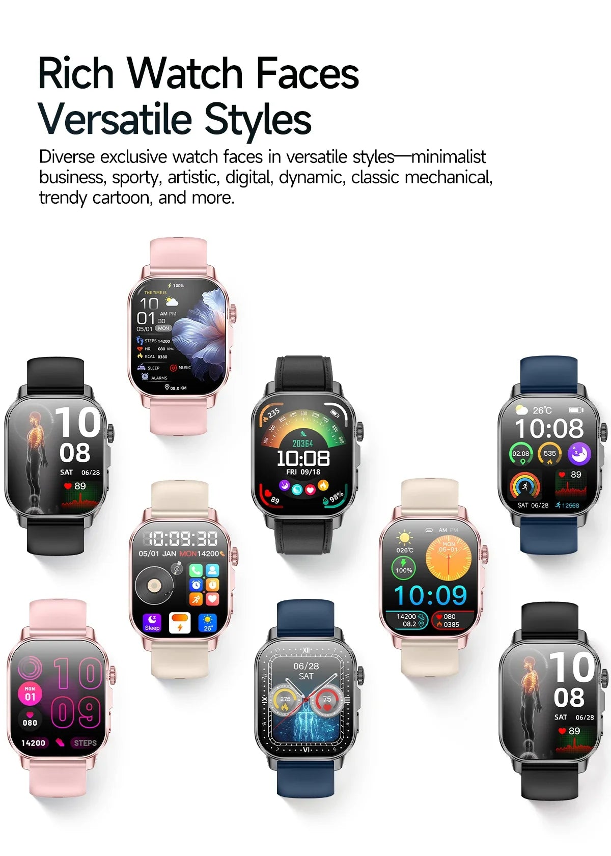 Neue präzise Gesundheits-Smartwatch EKG+HRV Harnsäure Blutfette Emotionswahrnehmung Bluetooth-Anruf Smartwatches für Männer und Frauen